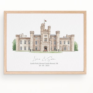 Custom Wedding Venue Print, Wedding Gift, 1st Wedding Anniversary Present, Venue Sketch, Painting from Photo, Personalised Drawing Gift
