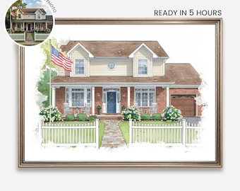 house portrait, house painting, housewarming gift, realtor gift, home painting, home portrait, custom painting, watercolor home painting