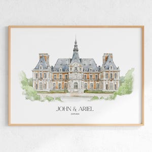 Hochzeitsort Print, Hochzeitsgeschenk, 1st Hochzeitstag Geschenk, Ort Skizze, Gemälde vom Foto, personalisierte Zeichnung, Paar Geschenk