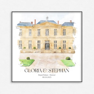 Wedding Venue Print, Wedding Gift, 1st Wedding Anniversary Present, Venue Sketch, Painting from Photo, Personalised Drawing, Couple Gift