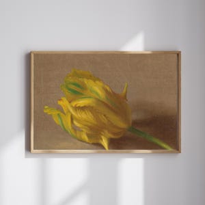 Vintage Yellow Tulip Still Life Wall Art Print| Vintage Floral print