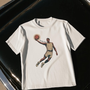 Vintage Basketball Player T-Shirt: Retro Sports Graphic (PNG Download Option