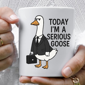 Today I&#39;m A Serious Goose Mug, Silly Goose Coffee Cup, Sarcastic Tea Mug, Funny Office Gift, Coworker Present, Cool Coffee Mugs & Tea Cups