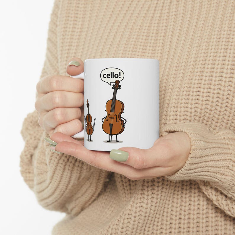 Funny Cello Pun Mug, Music Teacher Gift, Violinist Coffee Cup, Orchestra Humor Mug, Musician Gift Idea, String Instrument Joke Mug image 4