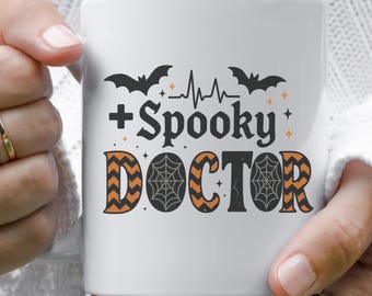 Griezelige doktersmok, Halloween dokter koffiekopje, dokter herfst mok, medische Halloween mok, grappig dokterscadeau, griezelig seizoen doktersbeker