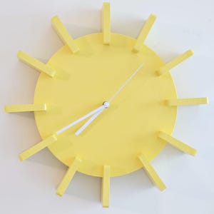Round clock, Wall piece, Yellow, LED backlit