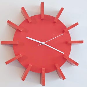 Round clock, Wall piece, Red, LED backlit