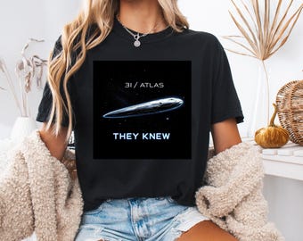 They Knew Shirt, 3iATLAS Space Tee, Retro Sci Fi Graphic T Shirt, Alien UFO Mystery Top, Outer Space Vintage Style Comfort Colors Shirt