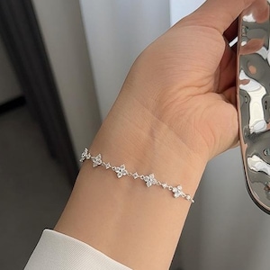 925 Sterling Silver Zircon Cable Chain Bracelet