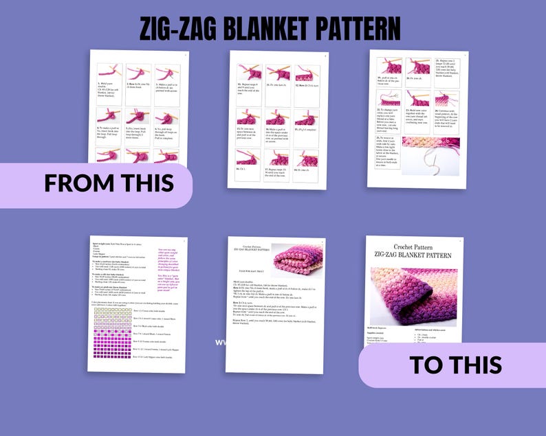 Zig Zag Crochet Blanket Pattern PDF | Beginner Chevron Afghan, Easy ...