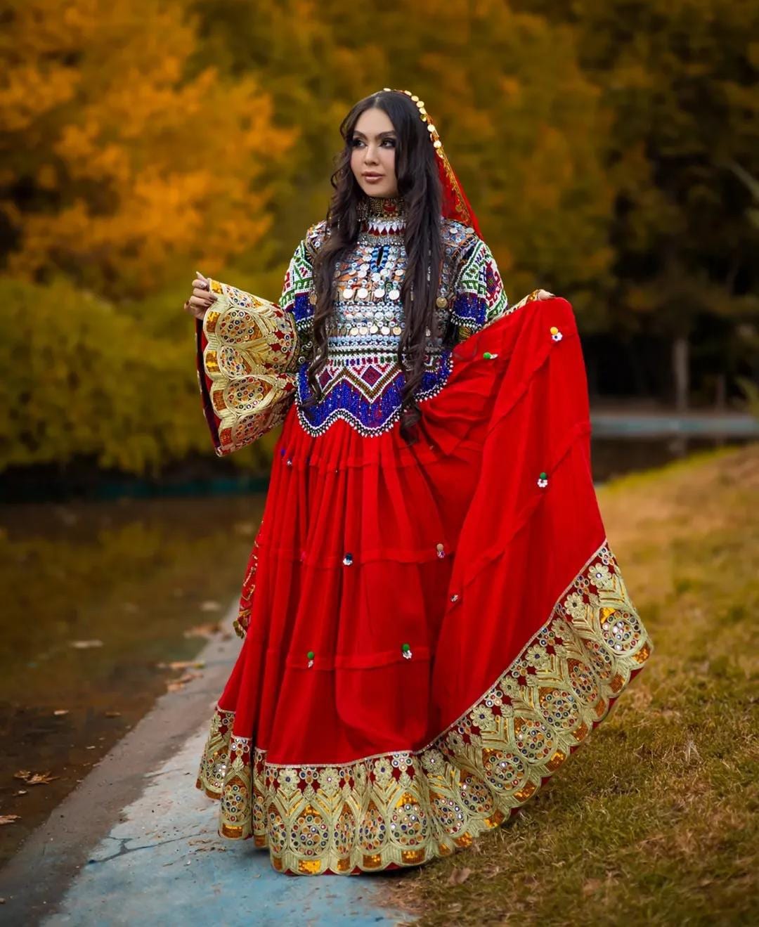 red afghani dress Traditional Red Afghan Dress | Hand-embroidered Mirror Work | Cultural  Pashtun Attire for Weddings & Events