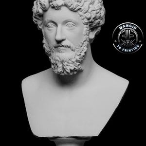 Marcus Aurelius Bust – 20cm Marble Look | Premium 3D Printed Sculpture