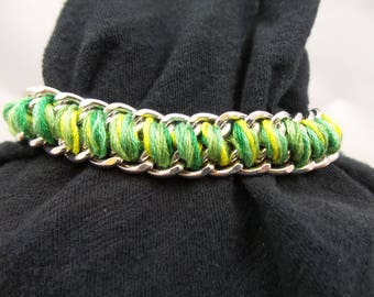 Variegated Green and Chain Bracelet