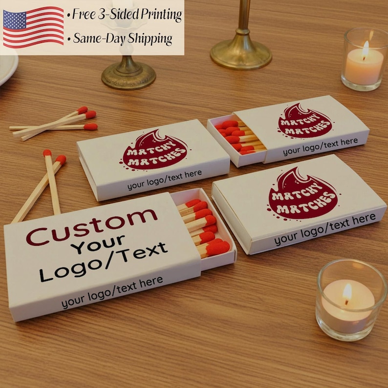 Custom Logo Matchboxes, Three-Sided Printing, Personalized Wedding & Corporate Event Favors, Bulk image 7