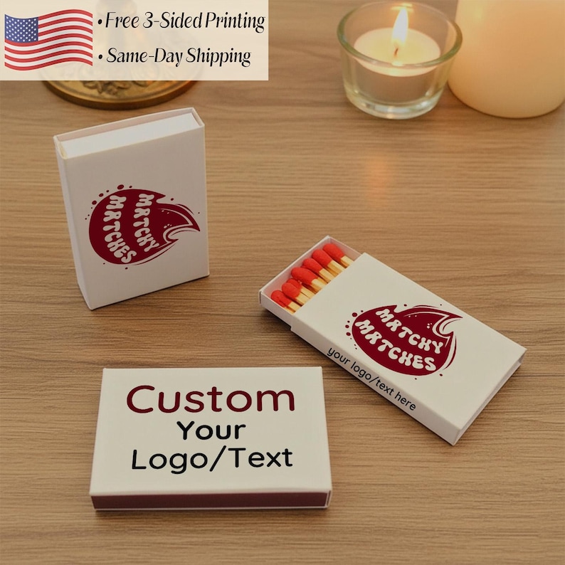 Custom Logo Matchboxes, Three-Sided Printing, Personalized Wedding & Corporate Event Favors, Bulk image 13