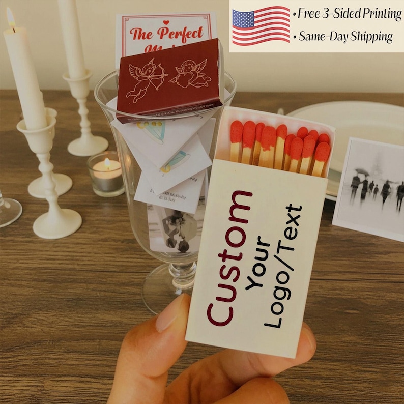 Custom Logo Matchboxes, Three-Sided Printing, Personalized Wedding & Corporate Event Favors, Bulk image 11