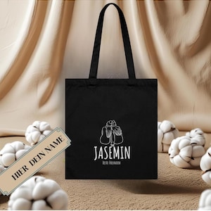 Cotton bag jute bag black gift for girlfriend