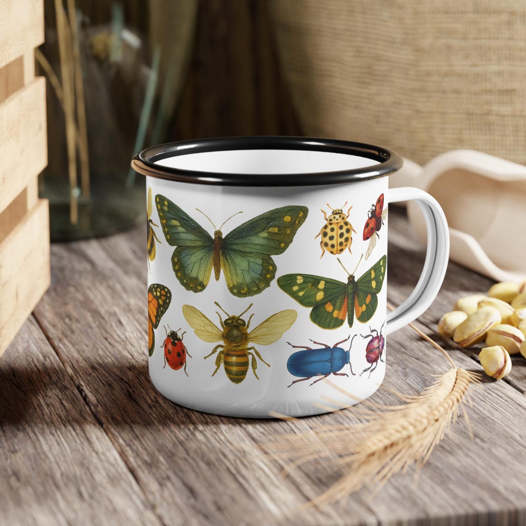 Enamel Camp Cup, Insect Design, Nature-inspired Tea Mug - Etsy