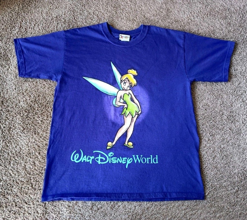 Camiseta vintage de Campanilla de Walt Disney World para hombre, talla XL, con estampado morado. imagen 1