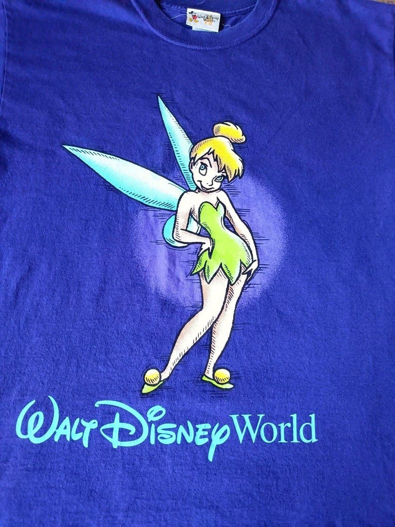 Camiseta vintage de Campanilla de Walt Disney World para hombre, talla XL, con estampado morado. imagen 2