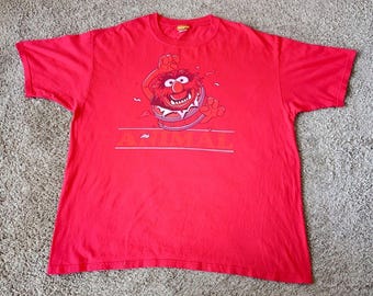 Camiseta vintage de Los Muppets para hombre, talla XXL, estampado gráfico, color rojo.