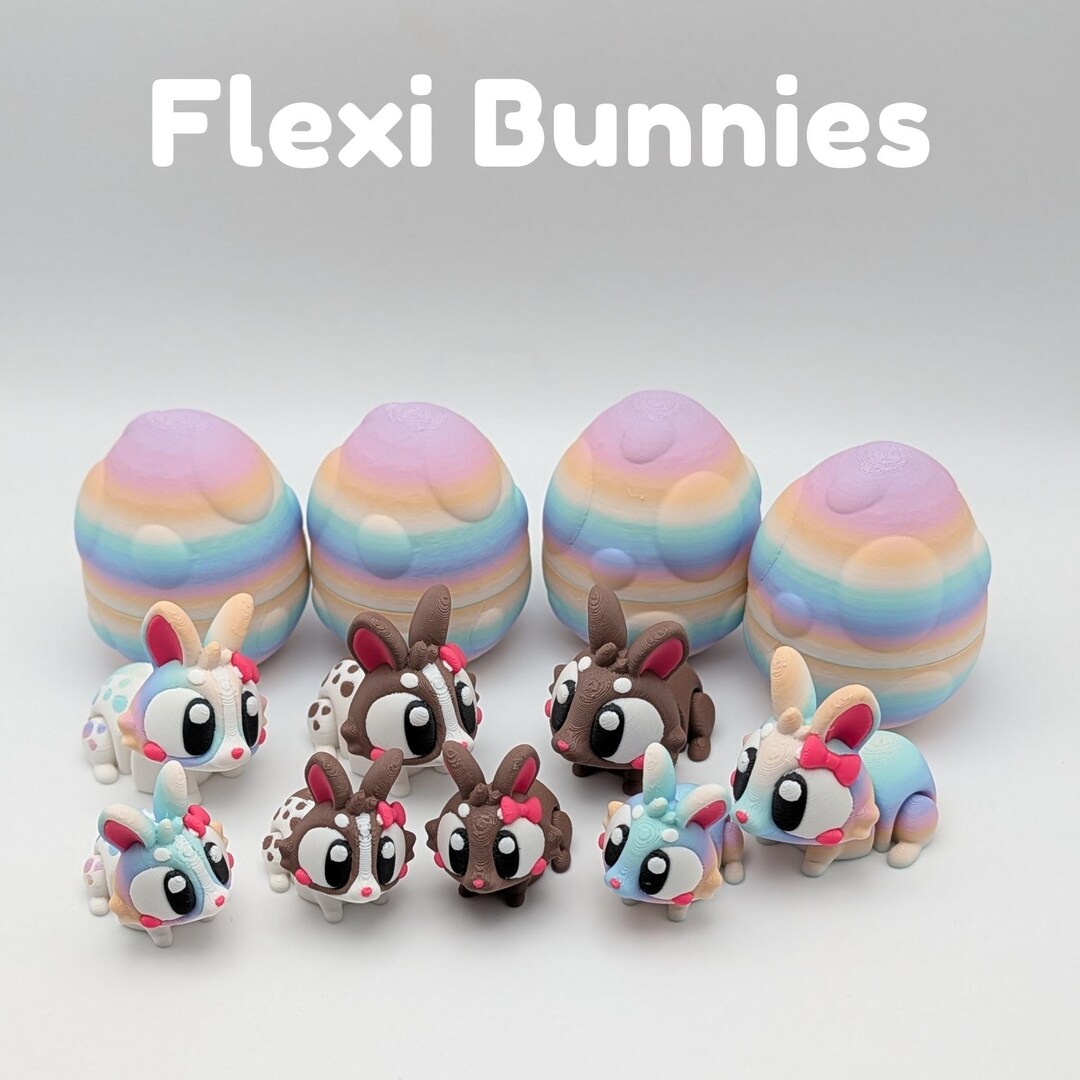 Flexi Bunny Articulated Fidget Toy - 3D Printed Rabbit Desk Pet - Etsy