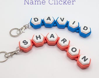 Personalized Name Clicker Keychain | Custom Fidget Toy, Sensory Clicker, Bag Tag