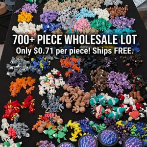 Huge 700 Piece Wholesale Fidget Toy Bundle - 3D Printed Articulated Desk Pets - Bulk Party Favors and Reseller Inventory
