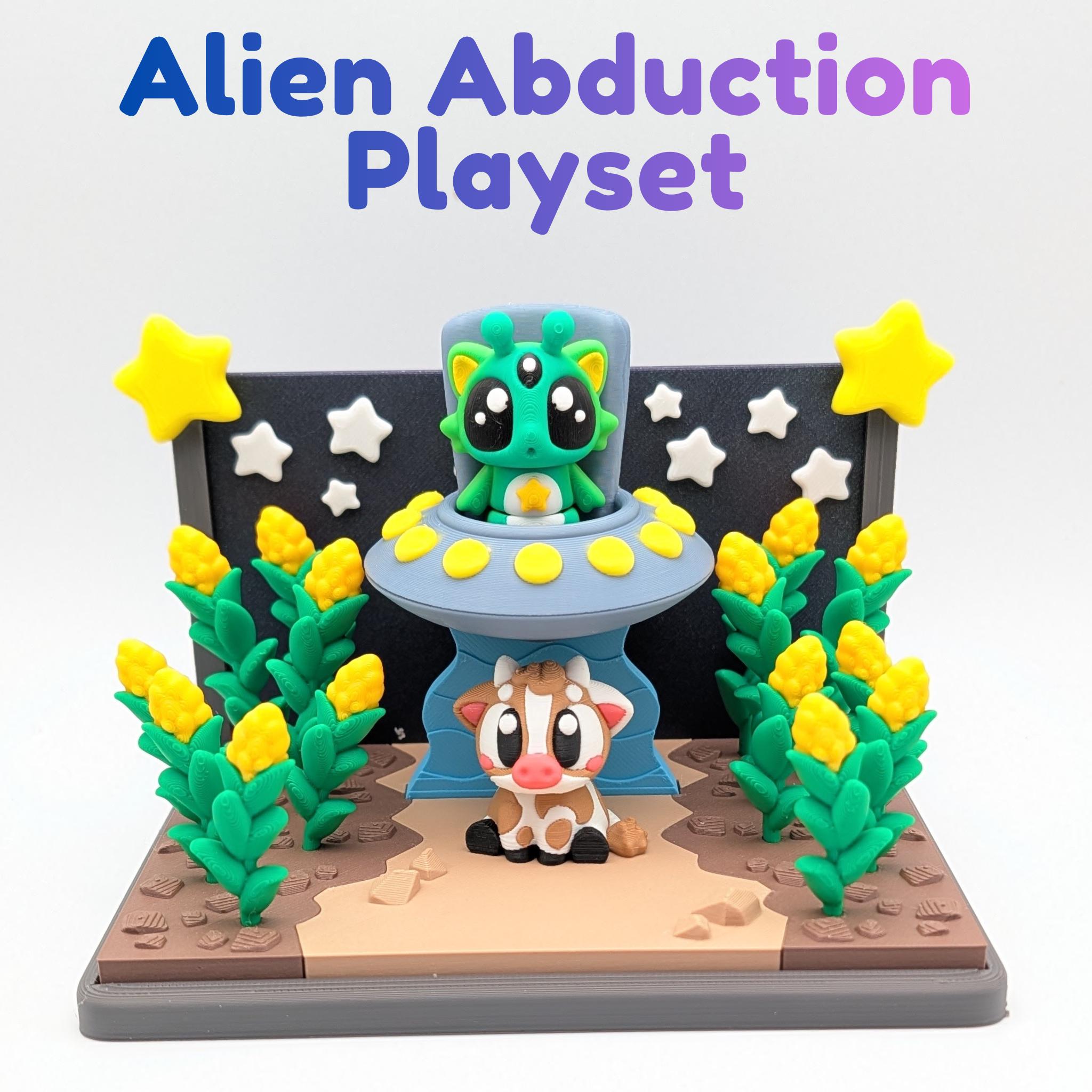 Alien Abduction UFO Playset and Figures - 3D Printed Sci Fi Desk Pet - Etsy