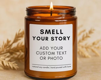 Smells Like Custom Candle, Fully Custom Logo Scented Candle Jar, Personalized Candle, Wedding Gift, Unique Gift for Her, Own Text Candle