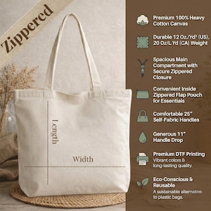 Puede incluir: Bolso tote de color crema con la palabra "Zippered" en una cinta. Incluye un compartimento principal espacioso, cierre con cremallera y un pr&aacute;ctico bolsillo interior con solapa con cremallera. El bolso tiene asas de 63,5 cm y una ca&iacute;da de asa de 28 cm.