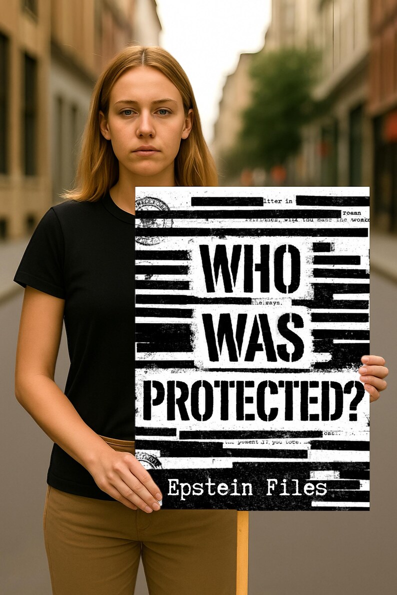 Epstein Files Protest Sign, Who Was Protected Political Rally Sign ...