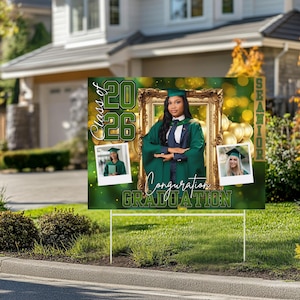 Custom Photo Graduation Yard Sign with Photo, Personalized Class of 2026 Lawn Sign, Custom High School College Grad Sign, Senior Party Decor
