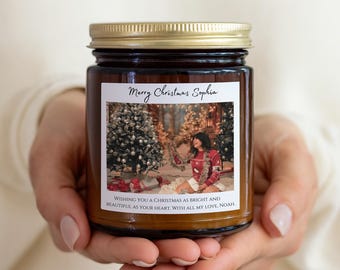 Custom Photo And Text Candle, Personalized Christmas Gift, Soy Wax Candle with Picture Upload, Custom Text Gift, Personalized Scented Candle