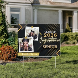 Custom Photo Graduation Yard Sign with Photo, Personalized Class of 2026 Lawn Sign, Custom High School College Grad Sign, Senior Party Decor