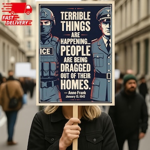 Cartel de protesta con cita de Ana Frank, cartel de la manifestación "No Kings", póster de protesta contra el hielo, póster anti-Trump para la marcha, cartel de la manifestación contra el hielo, derechos civiles imagen 1