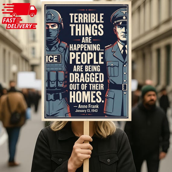 Anne Frank Quote Protest Sign, No Kings Rally Sign, Anti-Ice Protest Poster, Anti-Trump Poster For March, Anti-Ice Rally Sign, Civil Rights