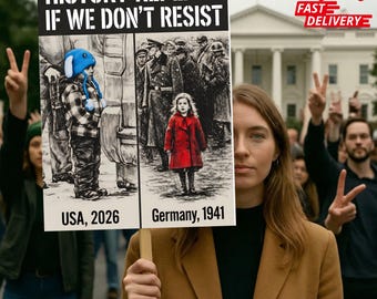 History Repeats If We Don't Resist Protest Sign, No Kings Sign, Anti-Trump Resistance, Social Justice Rally, Resist Fascism Protest Poster