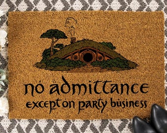 Felpudo "Prohibido el paso, estilo geek chic", regalo para amantes del cine, El Señor de los Anillos, felpudo para exteriores, decoración frontal, felpudo moderno, excepto en fiestas y eventos.