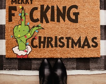 thumbnail interactive-video image 1 of Grinch Christmas Festival Decoration Front Door Carpet Mat - Indoor/Outdoor, Home Decor 1 of 2