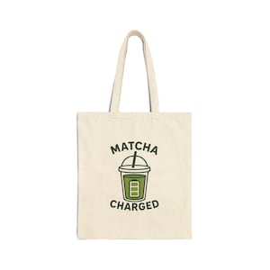 Matcha Girlies Cotton Canvas Tote Bag, Matcha Lover Gift, Green Tea Tote, Eco-Friendly Market Bag, Reusable Shopping Bag