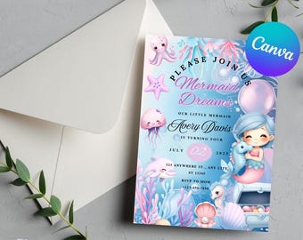 Mermaid Dreams Birthday Invitation
