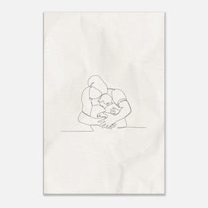 Family Hug Line Art – Minimalist Parents and Baby Wall Print