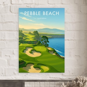 Pebble Beach Golf Course Poster | Golf course prints | Golf art | Golf artwork | Golf prints | Pebble Beach | USA Golf