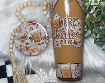 More Coffee Please Snow Globe Cup | 24oz Acrylic Coffee Cup with Faux Coffee Liquid | Bling Lid Tumbler | Cute Coffee Lover Gift