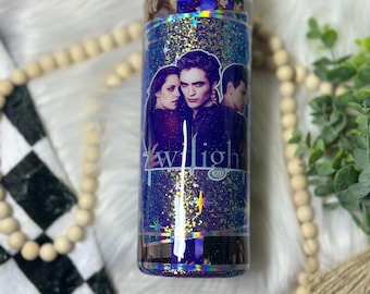 Twilight Tumbler | Edward, Bella & Jacob Cup | Glittered Stainless Steel | Forks Washington Gift | Twilight Saga Fan Cup | Made To Order