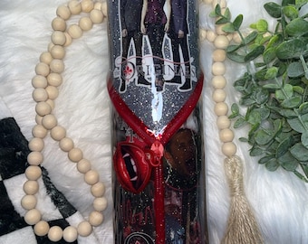 The Originals / Mikaelsons / Bicchiere con cerniera da 32 once con ciondolo / Goccia di sangue e fondo a forma di globo di neve