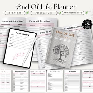 End of Life Planner, Digital Download, Estate Planning Guide, Funeral Planning Checklist, End Of Life Organizer, Peace of Mind
