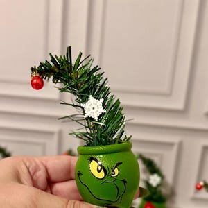 Miniature Grinch Christmas tree pots