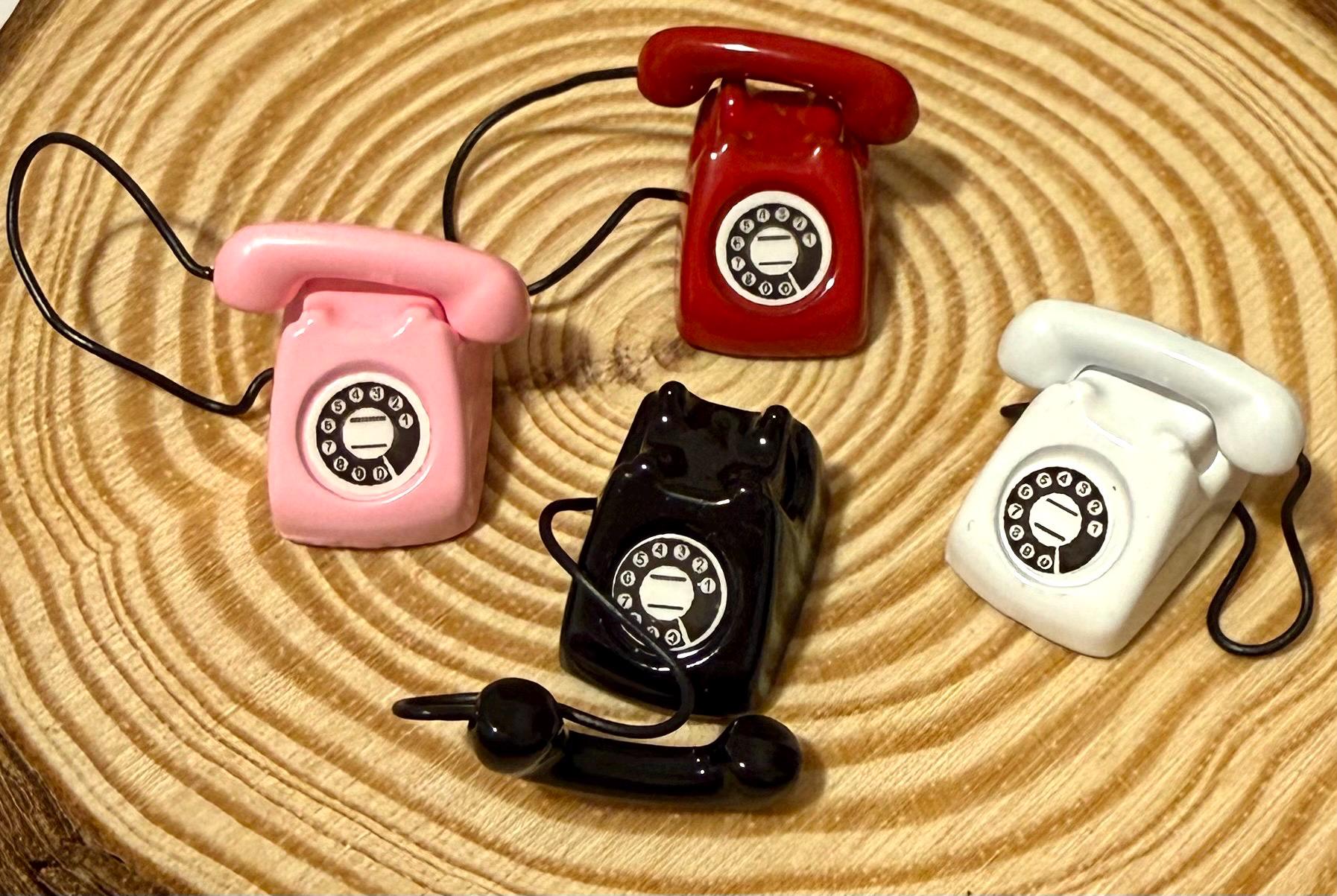Miniature Rotary Telephone – 1:12 Scale Dollhouse Accessory, Black Vintage Phone, 0.6x0.2x0.2 Inches - View #9